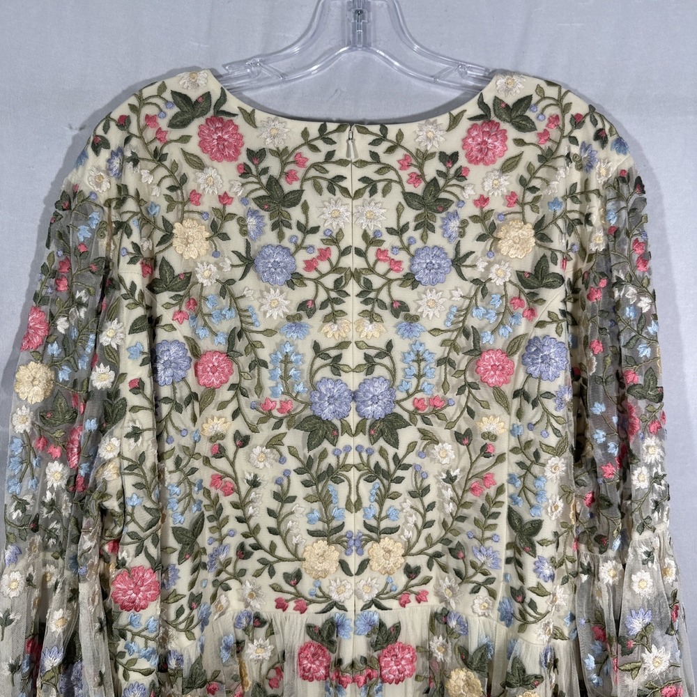 NWT Mac Duggal [ 24 ] 35161 Floral Embroidered Blouson Sleeve‎ Gown Ivory #S1967 - Picture 13 of 16